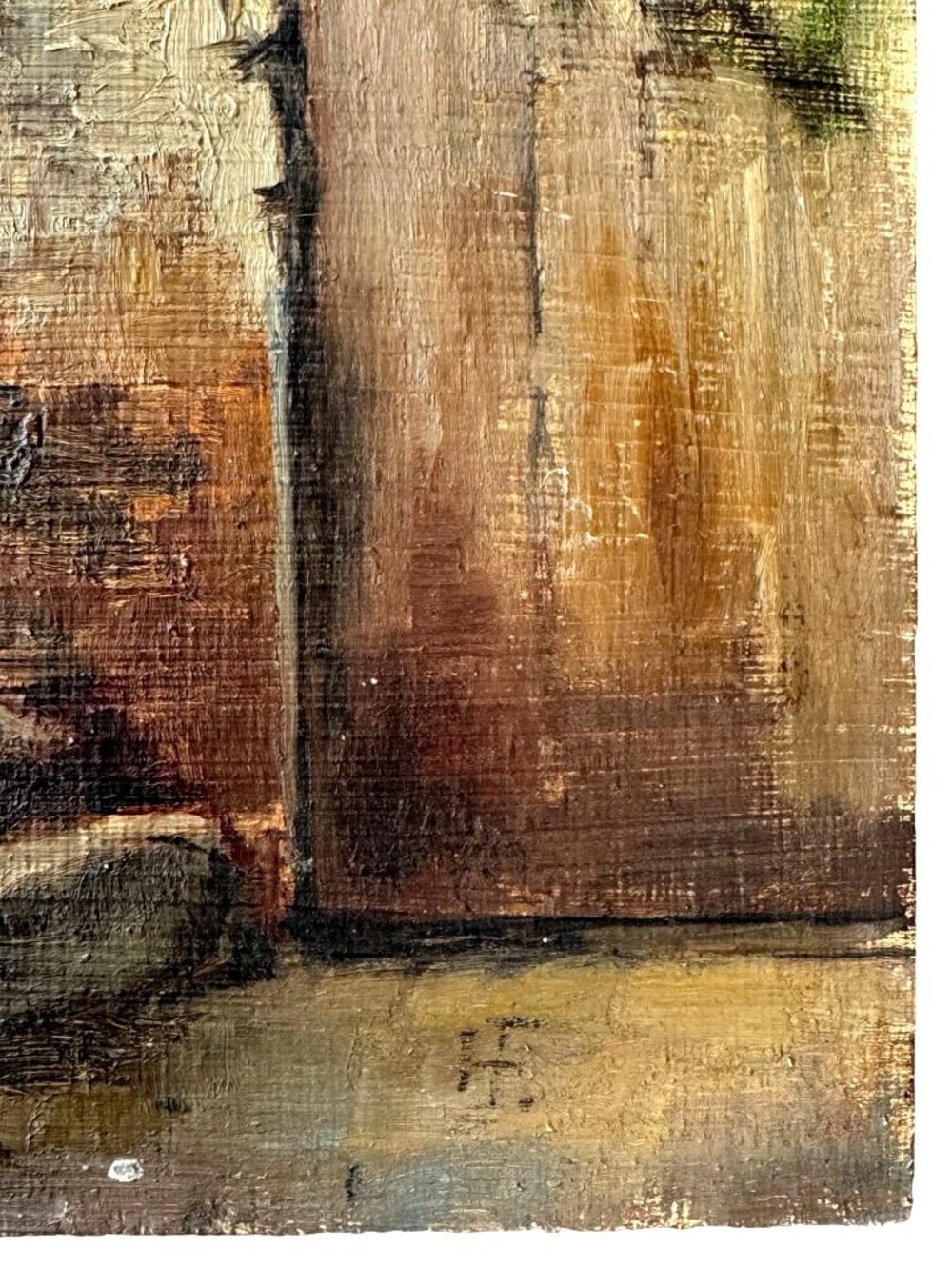 Vintage French Impressionist Oil Painting On Wood Panel Initialed HF Rustic Step - Picture 3 of 8